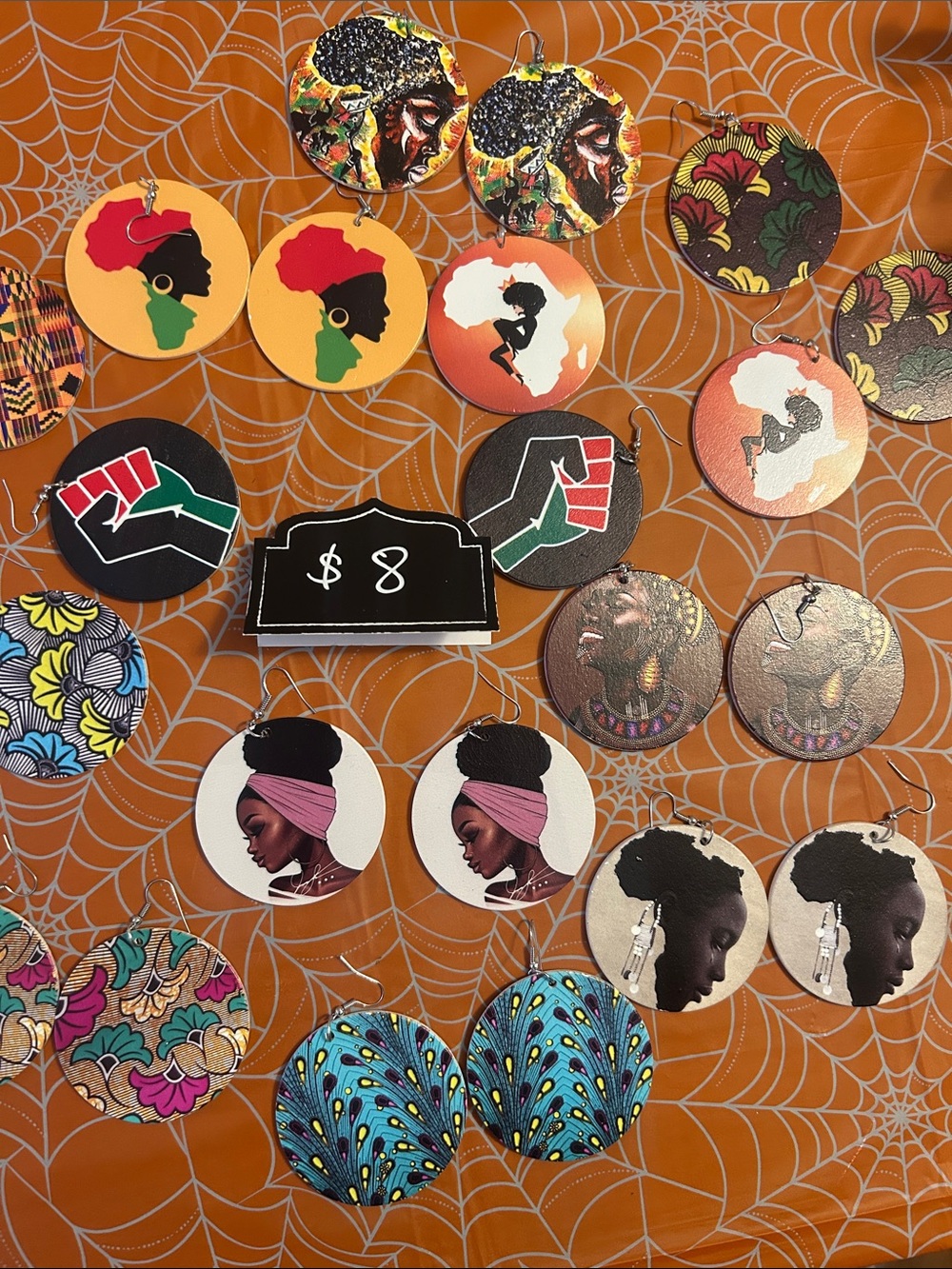 Afrocentric Round Wood Earrings – Multicolor African Print